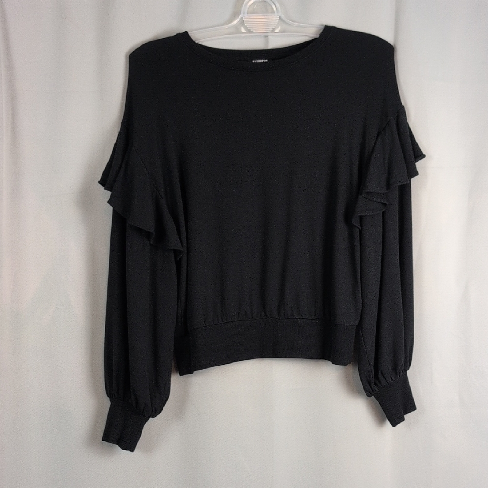 Express Black Ruffle Sleeve Sweater‎ Small
